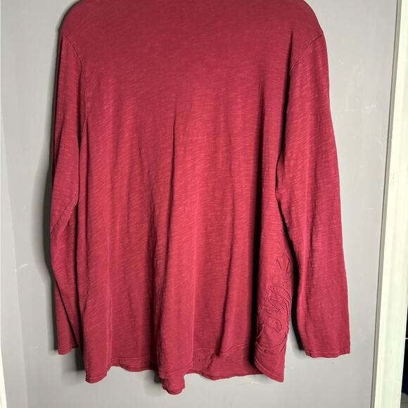 Lucky Brand Maroon Embroidered Long Sleeve Tunic Plus Size 1X - Picture 6 of 6